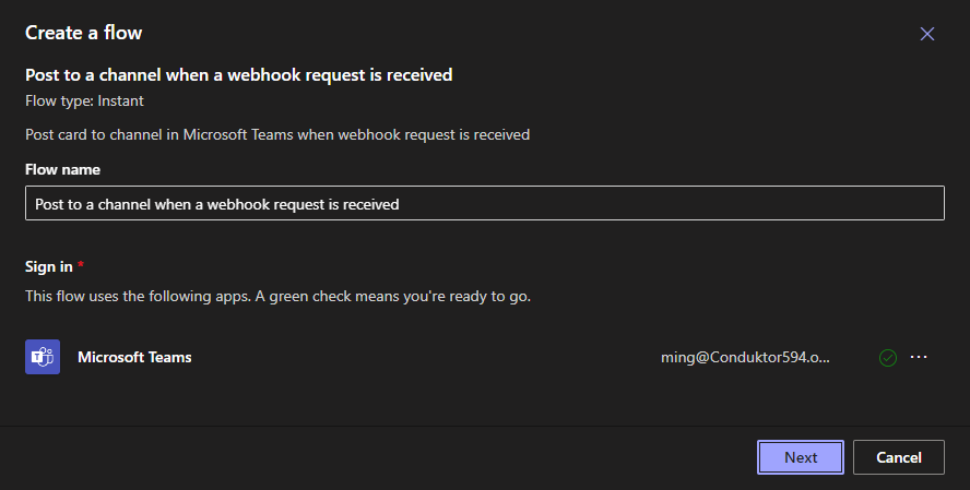 Teams workflow step three